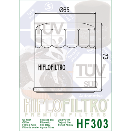 Filtro olio hiflo racing HF303RC Honda, kawaski, Yamaha